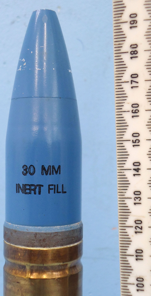  INERT DEACTIVATED. Mint, British Radway Green Factory Dummy 30mm Aden (30x110B) Target Practice (TP) Round. - O 1677 INERT DEACTIVATED. Mint, British Radway Green Factory Dummy 30mm Aden (30x110B) Target Practice (TP) Round. - O 1677  Other Ammunition
