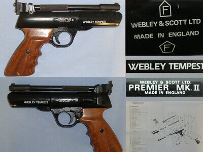 SCARCE**MINT**Cased Webley's 1910-2010 Centenary Webley Tempest Premier MK II .22 Calibre Air Pistol & Accessories. Sn 23449 air pistol .22