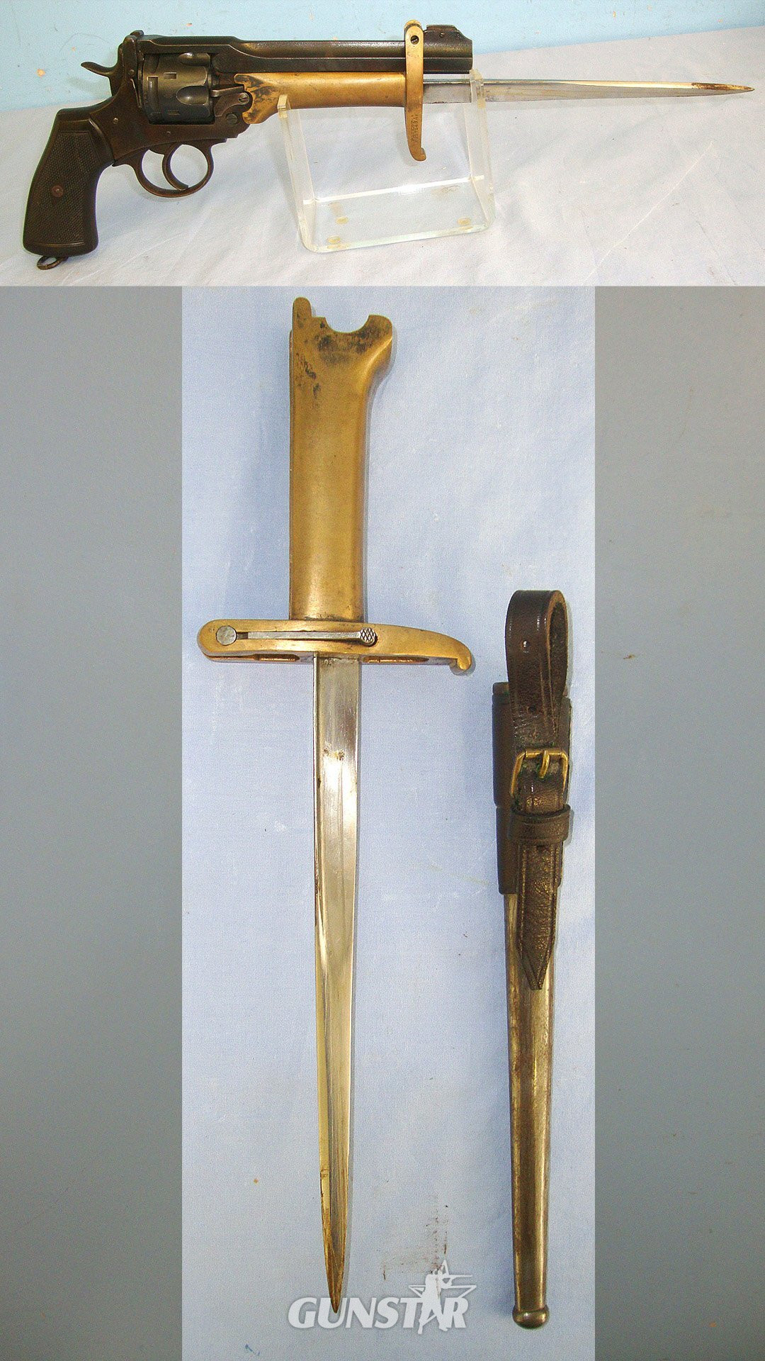 RARE**WW1 Era British Officer's Private Purchase Pritchard Greener 1916 Patent Trench Fighting Bayonet For Webley MK VI .455 Service Revolvers With Scabbard & Leather Frog. Sn 23498  Bayonet in 