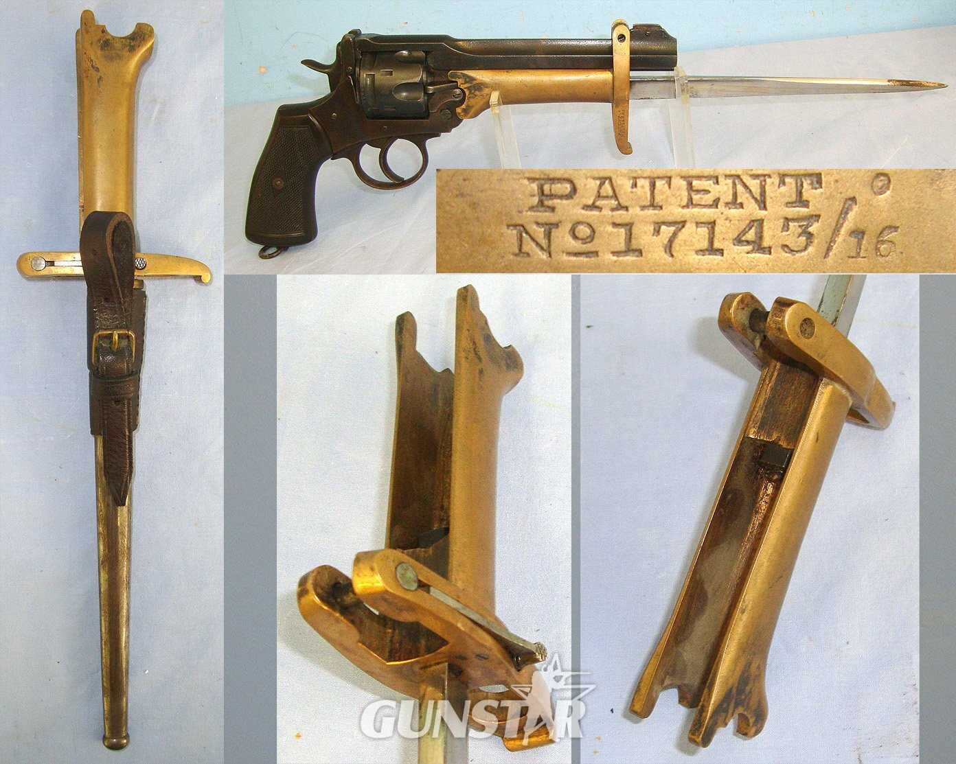RARE**WW1 Era British Officer's Private Purchase Pritchard Greener 1916 Patent Trench Fighting Bayonet For Webley MK VI .455 Service Revolvers With Scabbard & Leather Frog. Sn 23498  Bayonet