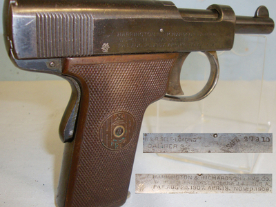 Harrington & Richardson 1907-1909 patent .32 cal semi auto pistol .32 Semi Auto