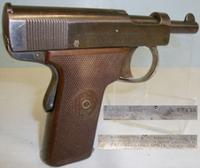 RARE, 1914- 1924 American Harrison & Richardson Arms Company 1907 & 1909 Patent .32 Calibre Self Loading Pistol (Webley .32 Semi Auto). D 1506. RARE, 1914- 1924 American Harrison & Richardson Arms Company 1907 & 1909 Patent .32 Calibre Self Loading Pistol (Webley .32 Semi Auto). D 1506. .32 Semi Auto