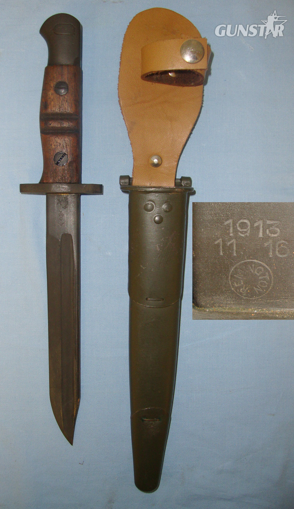 RARE**French Foreign Legion Paratroopers Fighting Knife Converted From WW1 1916 Dated Remington U.S. Army Pattern 1913 Bayonet With Scabbard. Sn 21348 Knive in 