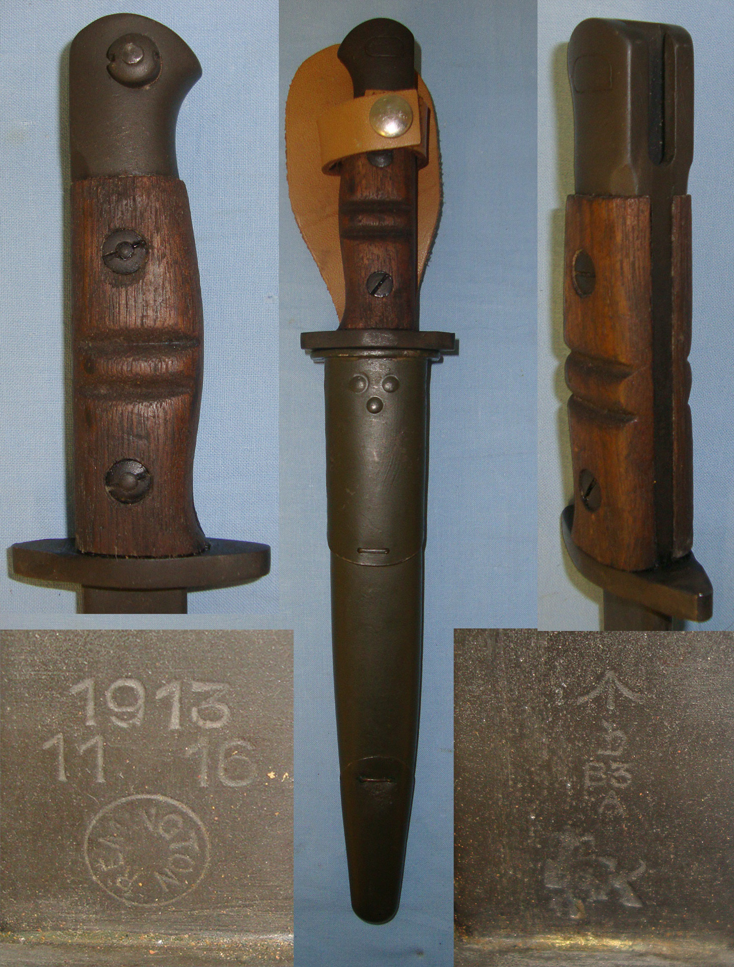 RARE**French Foreign Legion Paratroopers Fighting Knife Converted From WW1 1916 Dated Remington U.S. Army Pattern 1913 Bayonet With Scabbard. Sn 21348 Knive