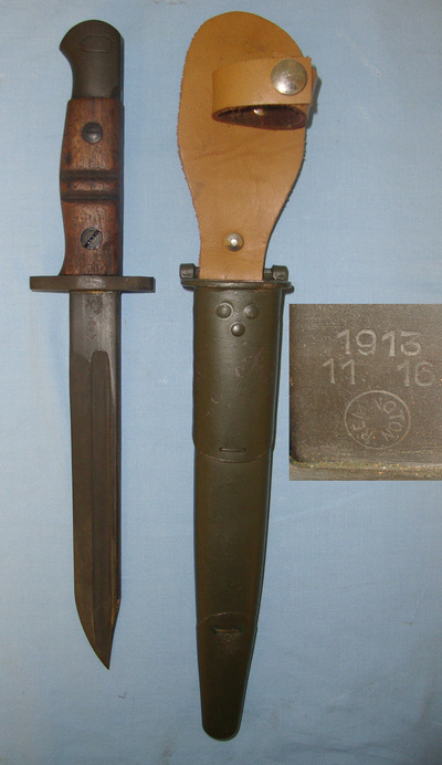 RARE**French Foreign Legion Paratroopers Fighting Knife Converted From WW1 1916 Dated Remington U.S. Army Pattern 1913 Bayonet With Scabbard. Sn 21348 Knive