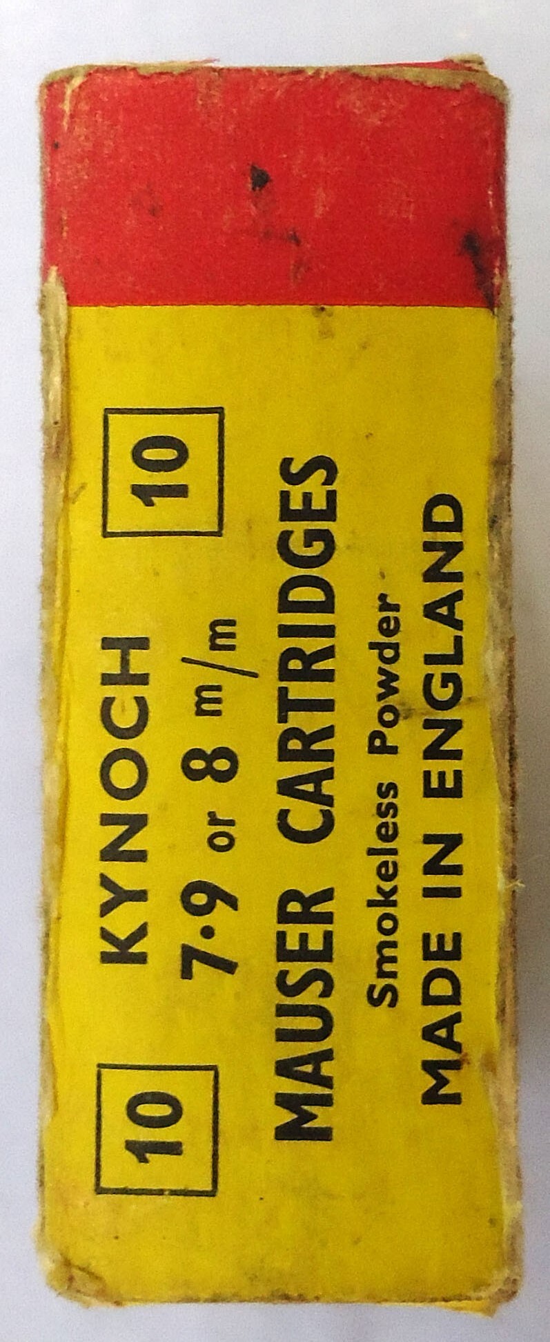 Mauser INERT DEACTIVATED. British Original 10 Round Carton Of Kynoch 7.9 of 8m/m Mauser (8x57JS) Solid Pointed Cartridges. (Contains 9 Cartridges). Sn - 20942:8  Other Ammunition 