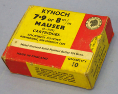 Mauser INERT DEACTIVATED. British Original 10 Round Carton Of Kynoch 7.9 of 8m/m Mauser (8x57JS) Solid Pointed Cartridges. (Contains 9 Cartridges). Sn - 20942:8  Other