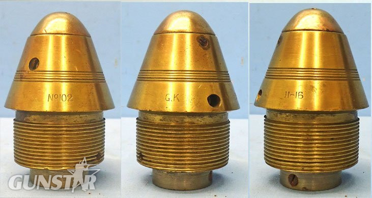 INERT DEACTIVATED. **MINT** Rare, Strippable, British WW1, 1916 Dated, British No 102 Percussion Nose Fuze for High Explosive Rounds with Steel Gaines. - O 2188 INERT DEACTIVATED. **MINT** Rare, Strippable, British WW1, 1916 Dated, British No 102 Percussion Nose Fuze for High Explosive Rounds with Steel Gaines. - O 2188  Other Ammunition in 