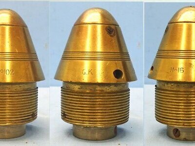 INERT DEACTIVATED. **MINT** Rare, Strippable, British WW1, 1916 Dated, British No 102 Percussion Nose Fuze for High Explosive Rounds with Steel Gaines. - O 2188 INERT DEACTIVATED. **MINT** Rare, Strippable, British WW1, 1916 Dated, British No 102 Percussion Nose Fuze for High Explosive Rounds with Steel Gaines. - O 2188  Other Ammunition
