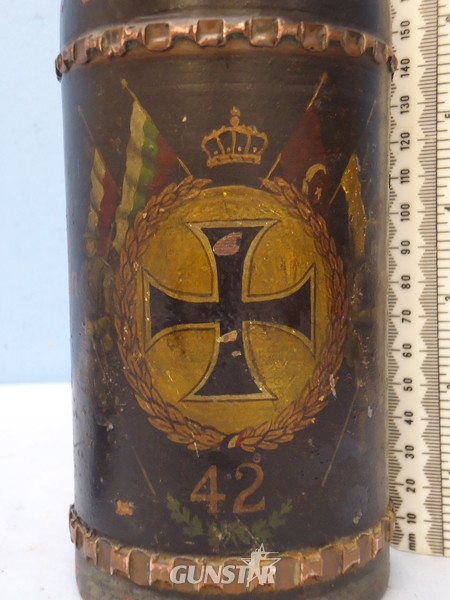 INERT DEACTIVATED. WW1 Rare, German, 1916 dated Trench Art 8cm Skoda Shrapnel Projectile. - O 1828 INERT DEACTIVATED. WW1 Rare, German, 1916 dated Trench Art 8cm Skoda Shrapnel Projectile. - O 1828  Other Ammunition - {CATEGORY} in 