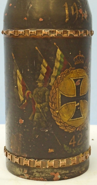 INERT DEACTIVATED. WW1 Rare, German, 1916 dated Trench Art 8cm Skoda Shrapnel Projectile. - O 1828 INERT DEACTIVATED. WW1 Rare, German, 1916 dated Trench Art 8cm Skoda Shrapnel Projectile. - O 1828  Other Ammunition - {CATEGORY}
