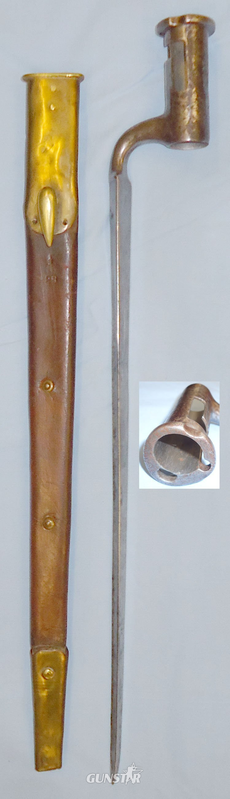 British East India Company Pattern 1839/42 Socket Bayonet & Scabbard. 21749. Bayonet in 
