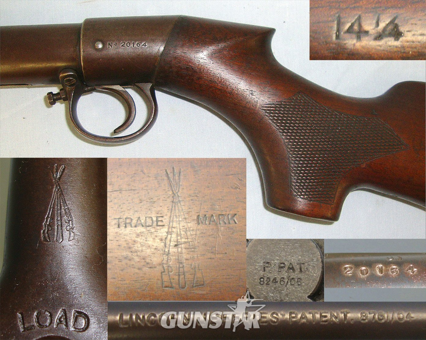 POWERFUL 10.66 FT LBS**1905-1914 BSA Lincoln Jeffries Patent Improved Model D .177 Calibre Pistol Grip Stock Variant Underlever Air Rifle With Correct ‘Bayonet’ Catch Lever & Correct Crisp Cylinder Markings. Sn 23158 air rifle .177