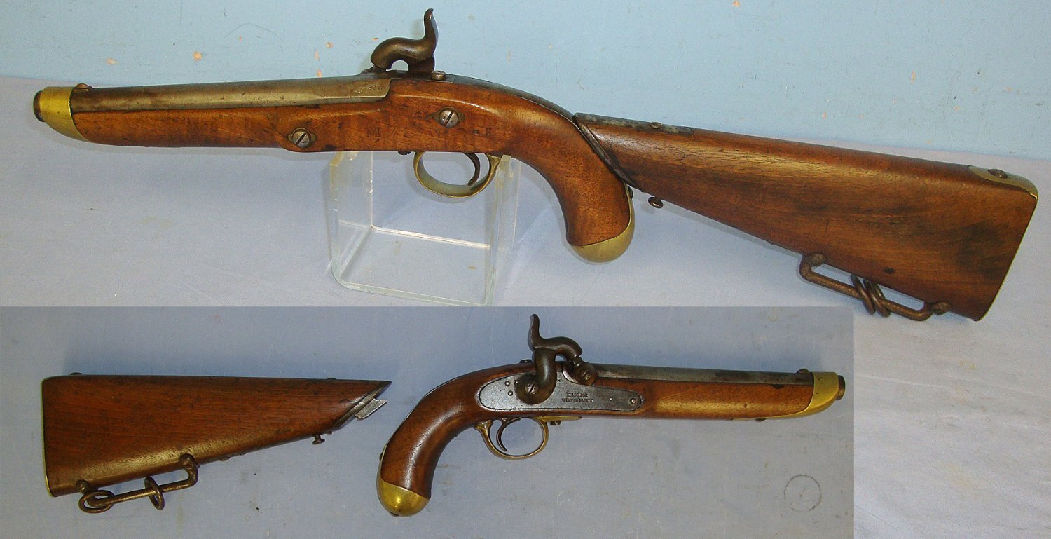  RARE**C1850 Imperial Koniglich Wurttrfabrik (Wurttemberg Royal Arsenal) Uhlan Cavalry .550 Calibre Convertible Percussion Combination Pistol Carbine With Saddle Bar & Rings & Original Removable Shoulder Stock  Gun Number 463 Brooker Collection. Sn 23127 .60 Cal Muzzleloader Muzzleloader
