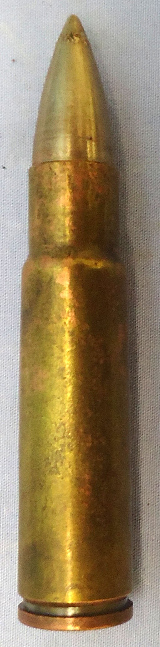  British, 1930 Dated, Experimental, Kynoch Made, 11.35mm Masden (11.35x62) Aircraft Machine Gun Ball Round. - O 2286 British, 1930 Dated, Experimental, Kynoch Made, 11.35mm Masden (11.35x62) Aircraft Machine Gun Ball Round. - O 2286 Various Other Ammunition