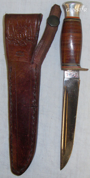  I*XL Sheath Knife and Original Leather Scabbard by George Wolstenholm.  ED 2632 Hunting Knive