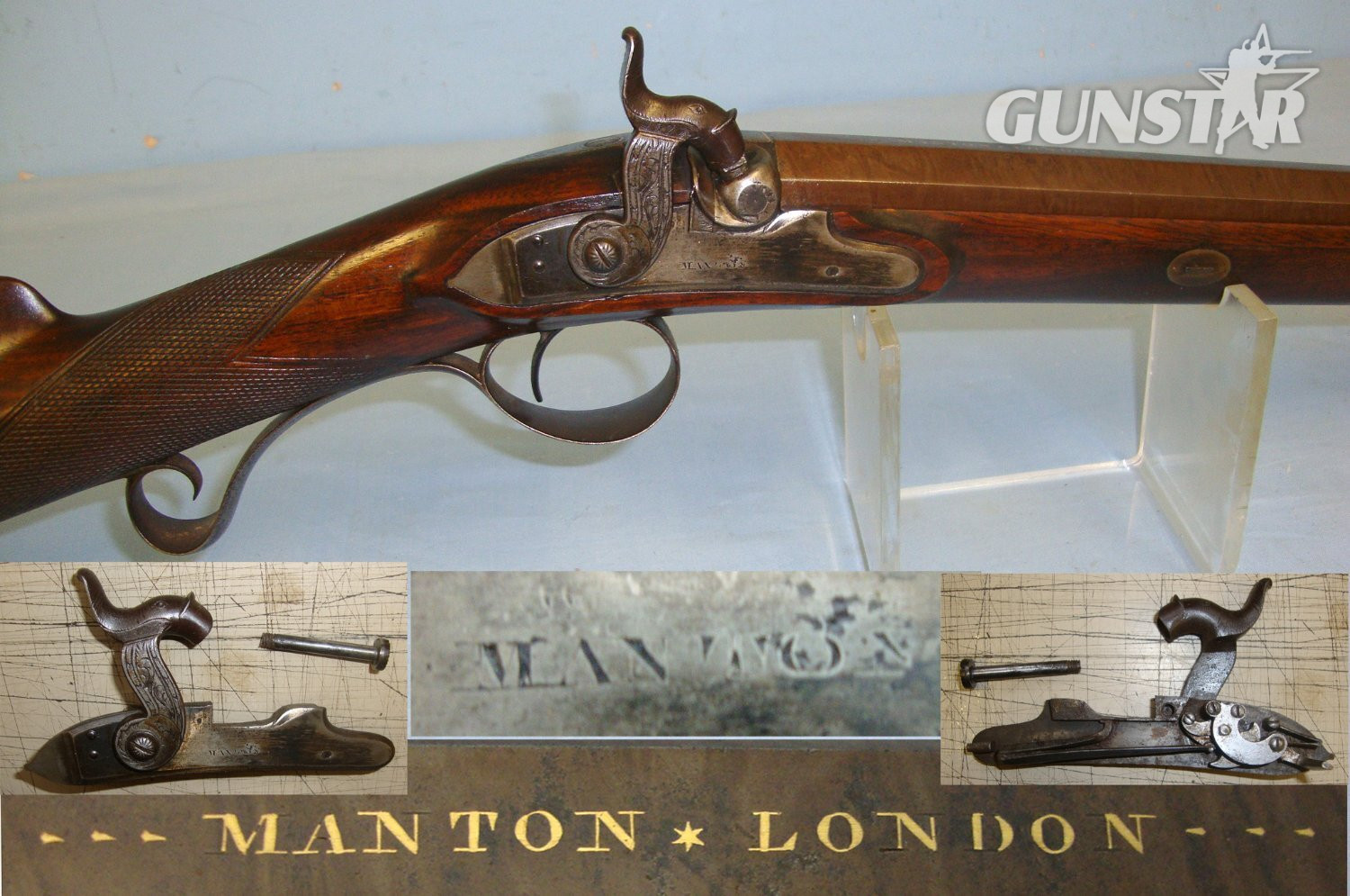 John Manton With 2 Stage Damascus Steel Barrel. Sn 21276 Muzzleloader 14 Bore/gauge