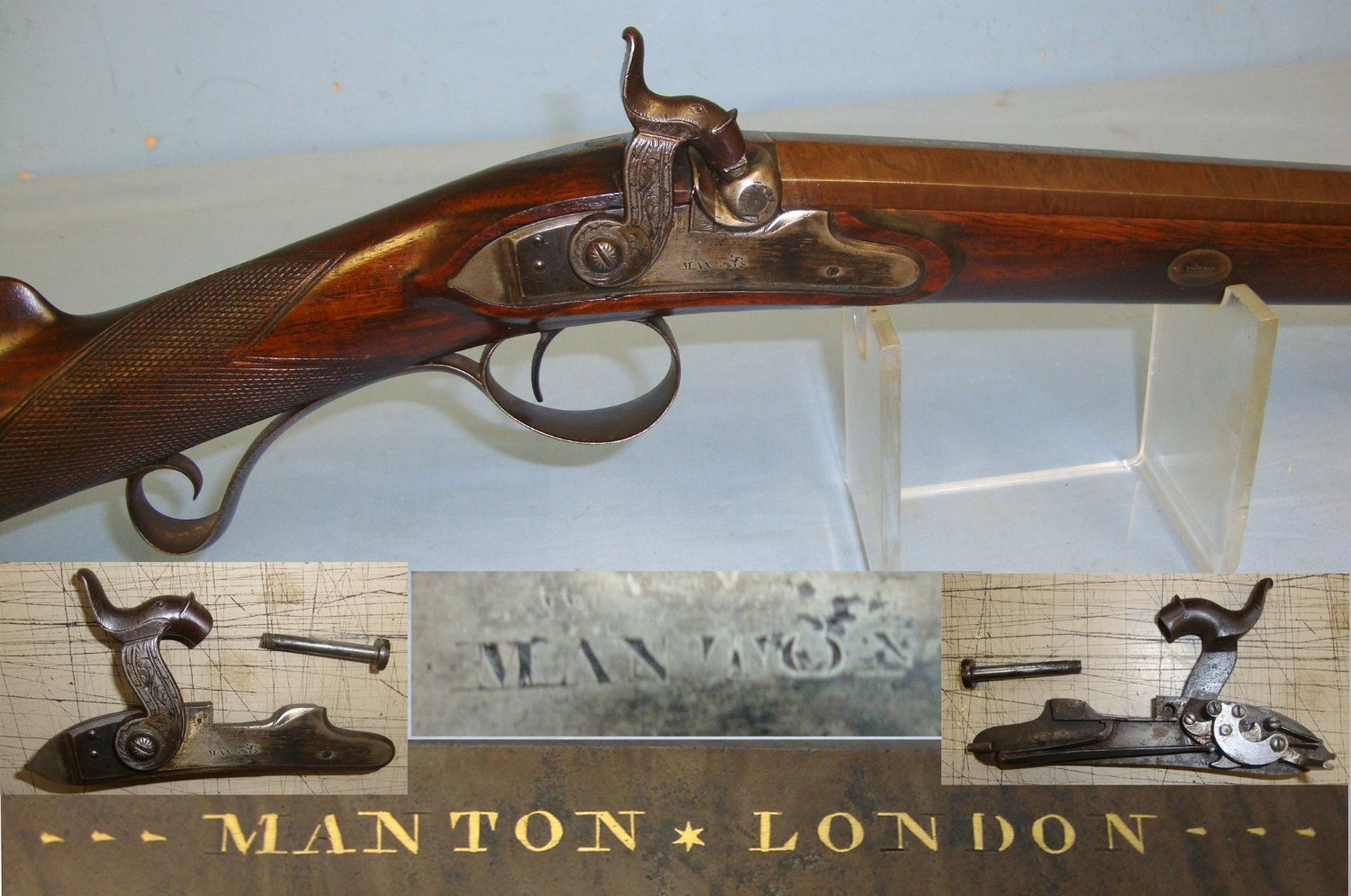 John Manton With 2 Stage Damascus Steel Barrel. Sn 21276 Muzzleloader 14 Bore/gauge