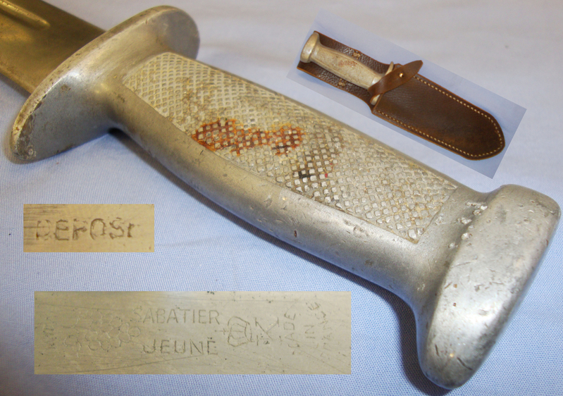 Rare* 1940-1944 French Vichy Military Youth Building Knife ‘Le Couteau Des Chantiers De Jeu Nesse’ and Original Leather Sheath. ED 2690. Dagger
