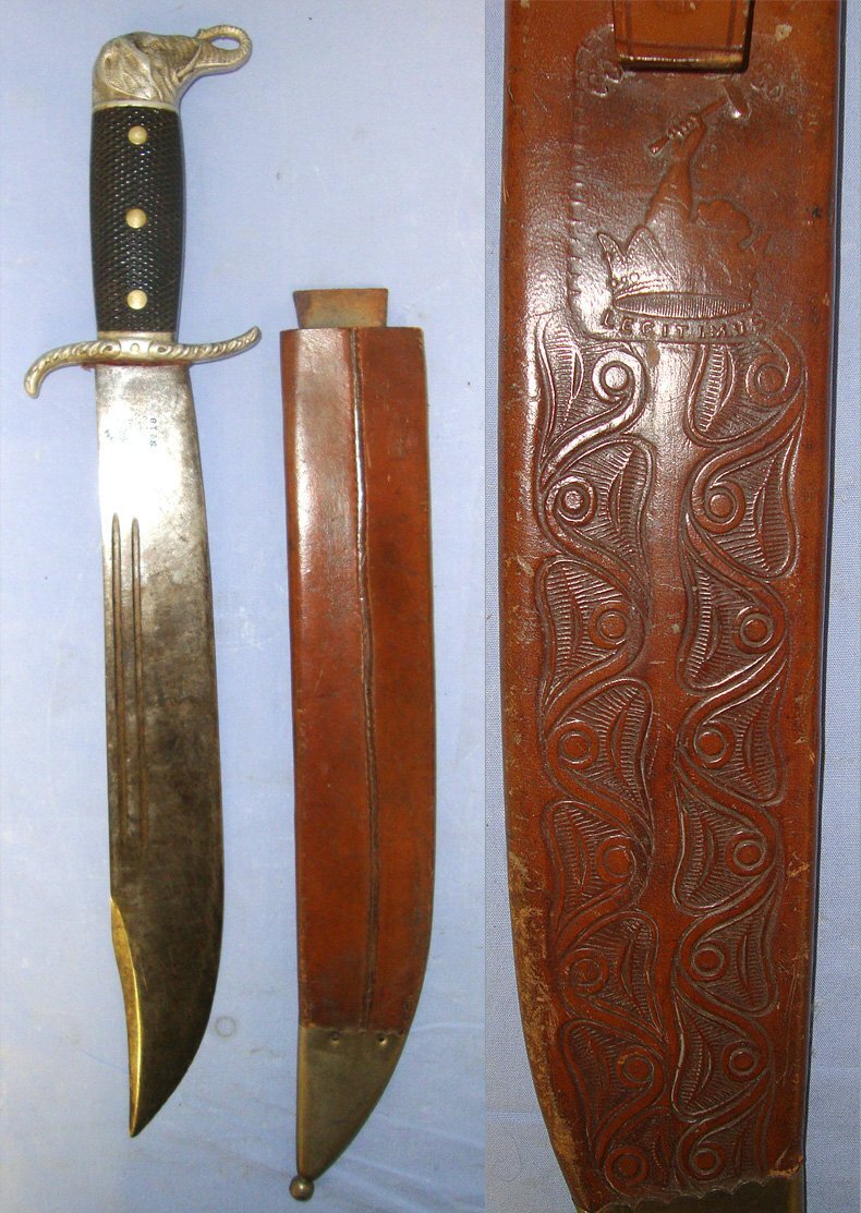  SCARCE**Iner War Era Collins & Co Legitimus No.18 “Fancy” Elefante / Elephant Pommel Machete With Correct Collins & Co Legitimus Scabbard. Sn 22962 Other Blade