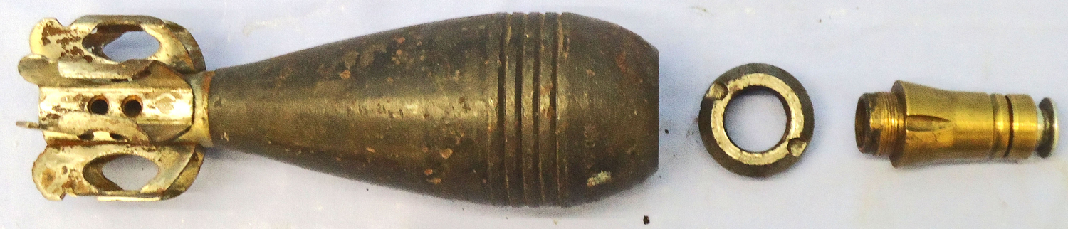 DEACTIVATED INERT. French, 1938 Dated, Unfired Brandt Mle 35 60mm High Explosive (HE) Mortor. - O 2022 DEACTIVATED INERT. French, 1938 Dated, Unfired Brandt Mle 35 60mm High Explosive (HE) Mortor. - O 2022  Other Ammunition