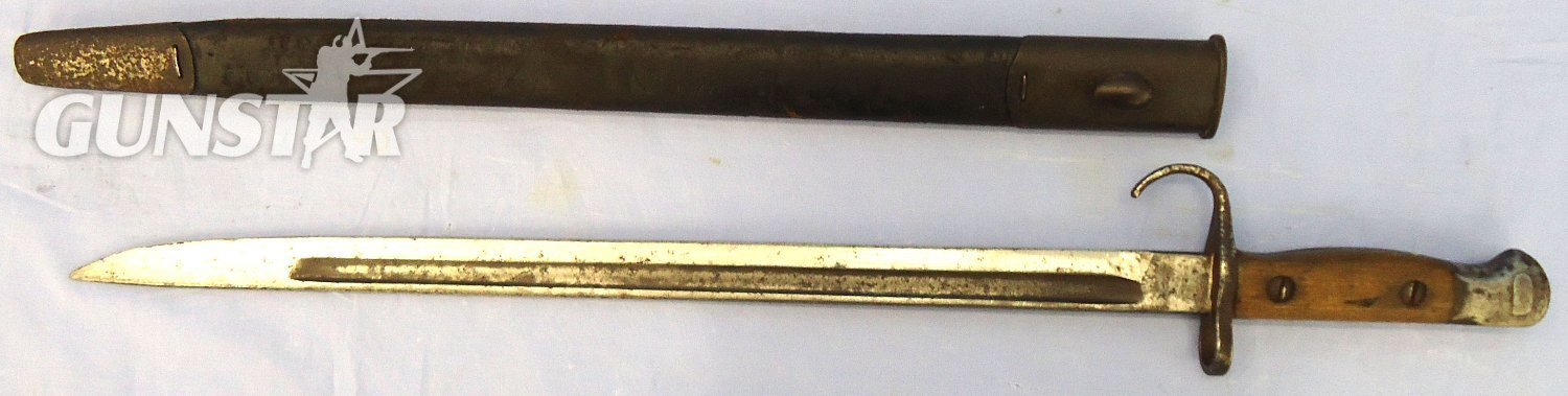 Rare** British P1907 Hooked Quillon and Scabbard Made by J.A. Chapman & Co. Sn 23484:20 - 23484:20 This is a British P1907 bayonet with hooked quillon made by J.A. Chapman & Co (J A Chapman Ltd. manufacturers of American pattern carpenter’s braces, Scot Bayonet - {CATEGORY}