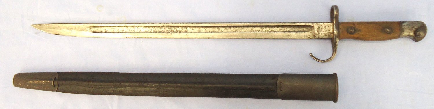Rare** British P1907 Hooked Quillon and Scabbard Made by J.A. Chapman & Co. Sn 23484:20 - 23484:20 This is a British P1907 bayonet with hooked quillon made by J.A. Chapman & Co (J A Chapman Ltd. manufacturers of American pattern carpenter’s braces, Scot Bayonet - {CATEGORY} in 