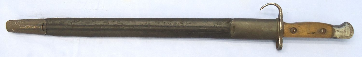 {CATEGORY} - Rare** British P1907 Hooked Quillon and Scabbard Made by J.A. Chapman & Co. Sn 23484:20 - 23484:20 This is a British P1907 bayonet with hooked quillon made by J.A. Chapman & Co (J A Chapman Ltd. manufacturers of American pattern carpenter’s braces, Scot Bayonet in 