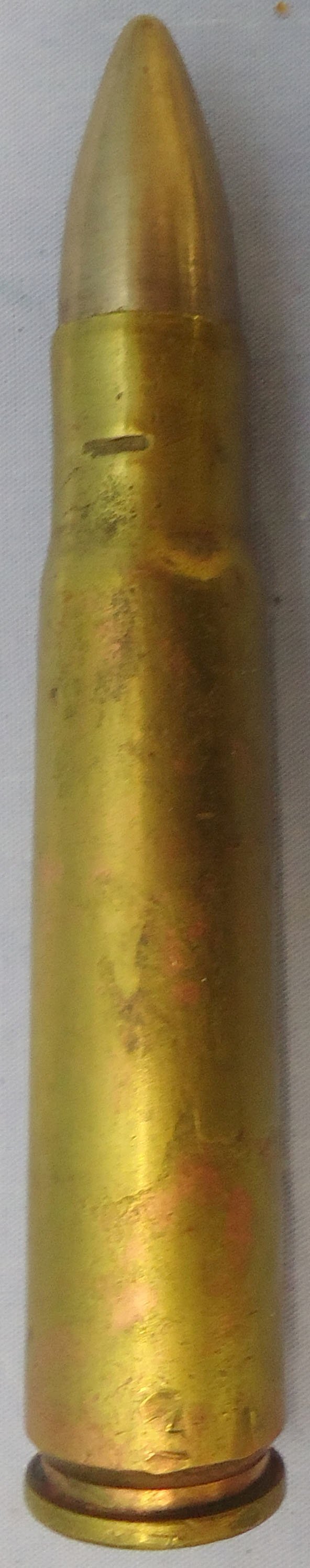  INERT DEACTIVATED. British, Unfired, WW2, 1938 Dated, Naval .5 Vickers (12.7×81mm) Semi Armour Piercing Round. - O 2285 INERT DEACTIVATED. British, Unfired, WW2, 1938 Dated, Naval .5 Vickers (12.7×81mm) Semi Armour Piercing Round. - O 2285 Various Other Ammunition