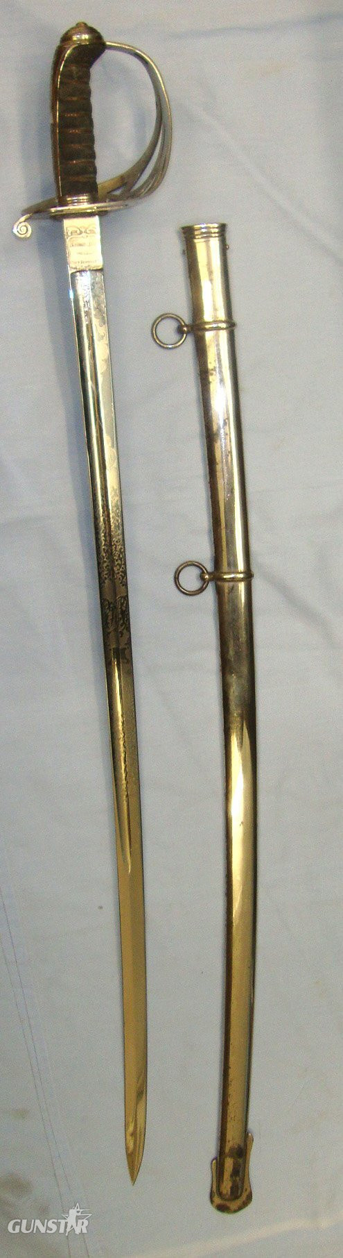  Victorian, British Pattern 1827 Rifle Brigade Officer\'s Parade Sword With Etched Blade By Christie & Son Edinburgh & Scabbard. Sn 22441:23 Sword