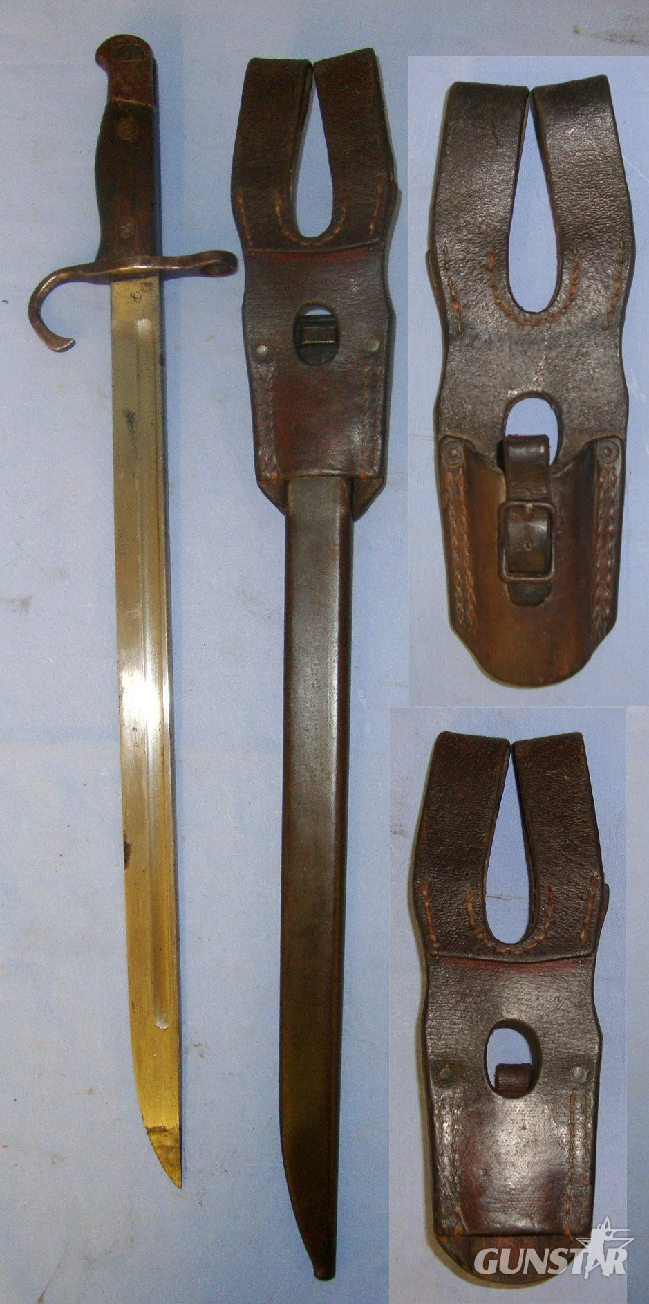  Japanese Arisaka Type 30 Variation B Bayonet With Kokura Arsenal Mark, Steel Scabbard & Original Rare To Find Original 3 Piece Double Loop Leather Frog. Sn 21425 Bayonet