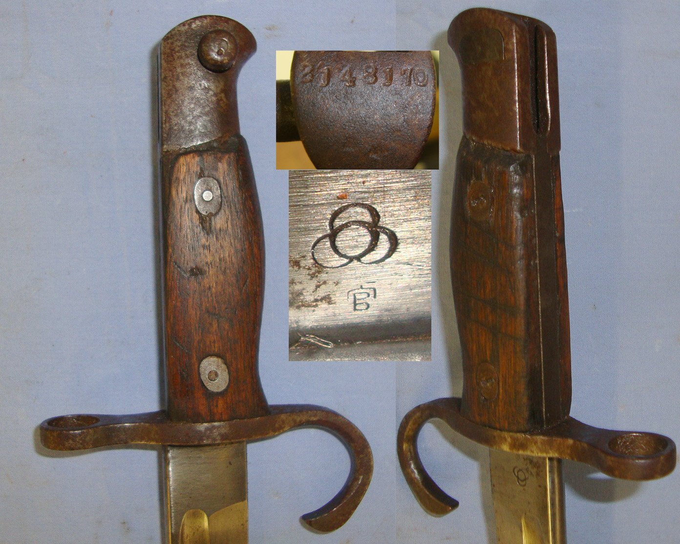 Japanese Arisaka Type 30 Variation B Bayonet With Kokura Arsenal Mark, Steel Scabbard & Original Rare To Find Original 3 Piece Double Loop Leather Frog. Sn 21425 Bayonet