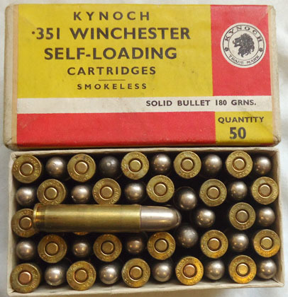  Kynoch INERT DEACTIVATED. British Original Kynoch Box of 50 Unfired .351 Winchester Sel Antique & Militaria