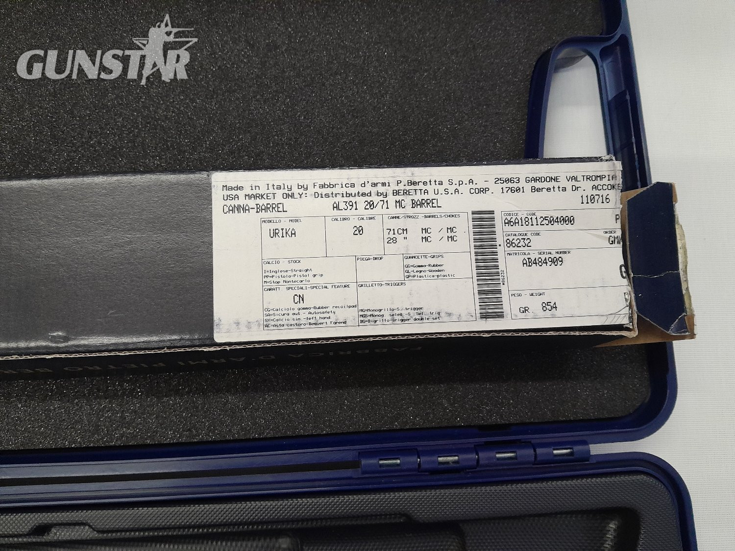 Beretta AL391 Teknys stone coat x2 barrel set  Semi-Auto 20 Bore/gauge 