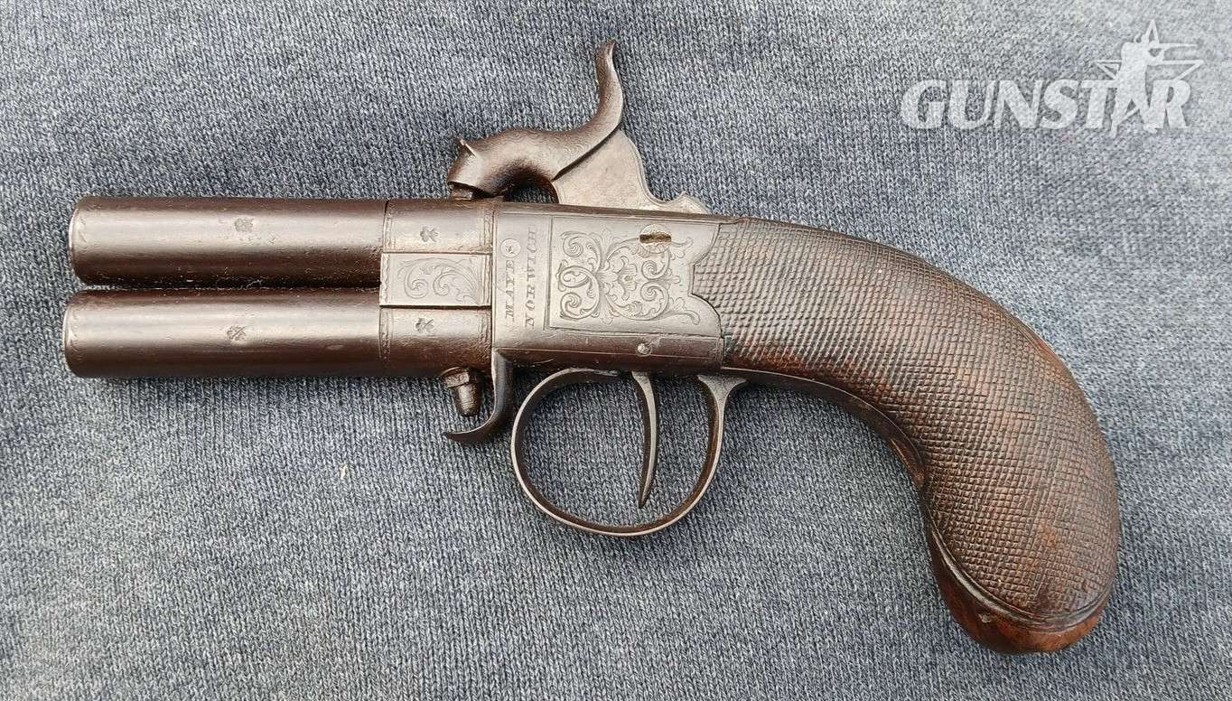 Antique c1840s Charles Mayes  Double Barrel Turnover  Pistol Obsolete Muzzleloader in 