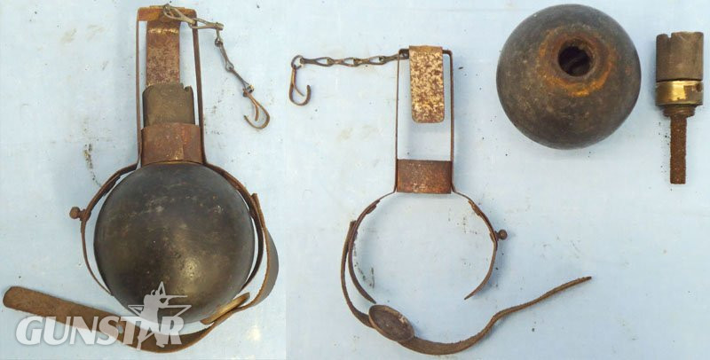DEACTIVATED INERT. French WW1, Fusee Modele 1914 Hand Grenade Complete with the Wooden Capped Brassed Friction Fuze, Grenade Belt Holder with Belt Clip & Fuze Chain. - O 2176 French WW1, Fusee Modele 1914 Hand Grenade Complete with the Wooden Capped Brassed Friction Fuze, Grenade Belt Holder with Belt Clip & Fuze Chain. - O 2176  Other Ammunition in 
