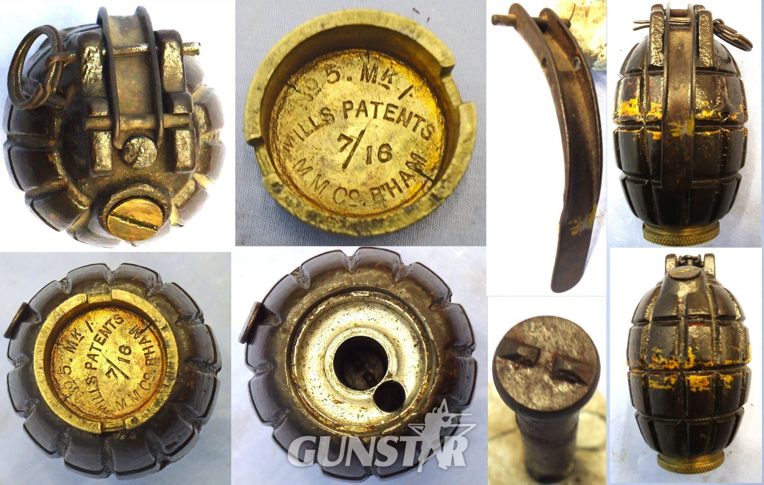 INERT DEACTIVATED. RARE, Original Paint, Early WW1, July 1916 Dated, No5 MK 1 'Centre Cast & Lathe Finished' First Pattern Mills Hand Grenade by M M Co (Mills Munitions). Sn - 23230:6 INERT DEACTIVATED. RARE, Original Paint, Early WW1, July 1916 Dated, No5 MK 1 'Centre Cast & Lathe Finished' First Pattern Mills Hand Grenade by M M Co (Mills Munitions). Sn - 23230:6 Various Other Ammunition