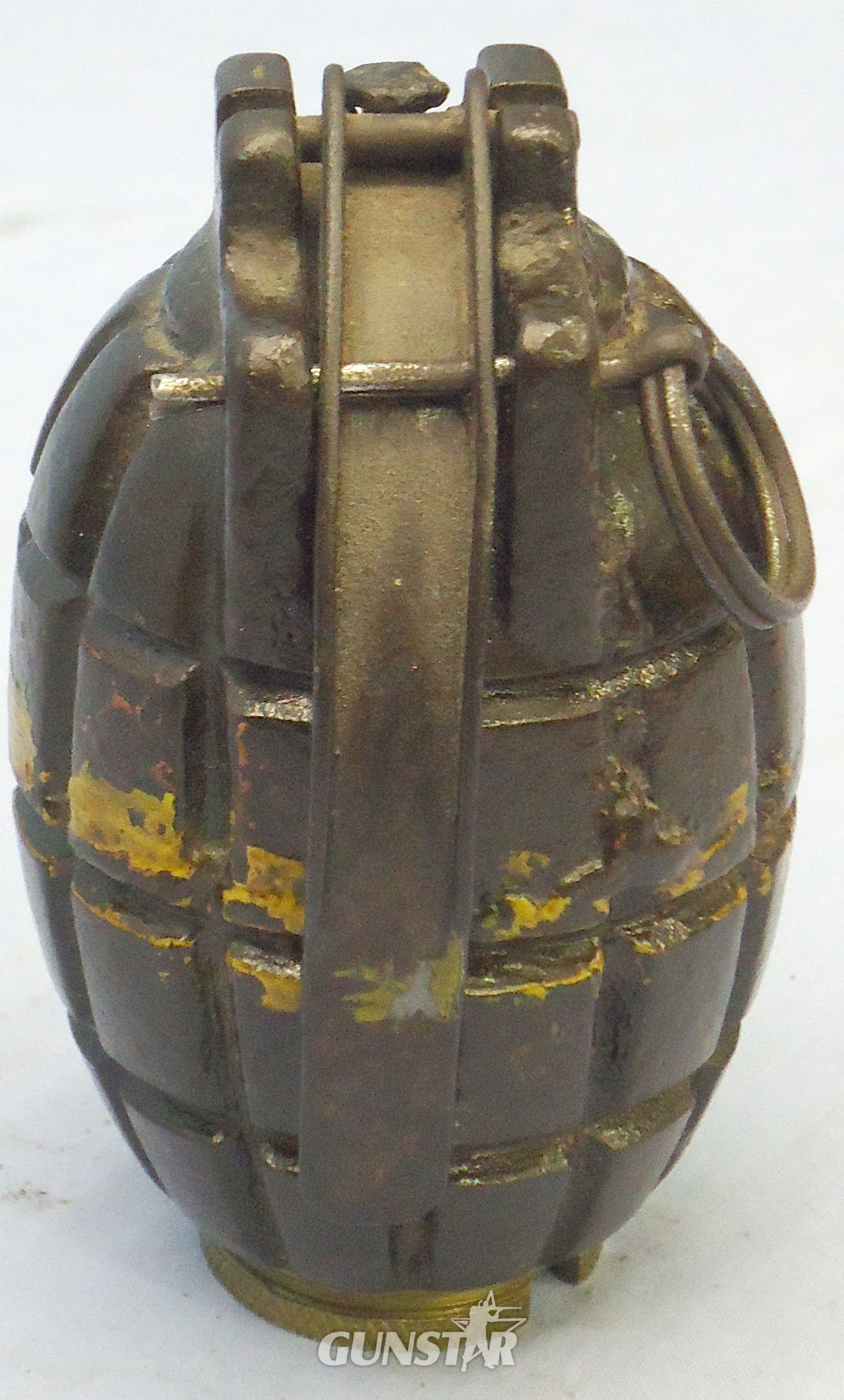 {CATEGORY} - INERT DEACTIVATED. RARE, Original Paint, Early WW1, July 1916 Dated, No5 MK 1 'Centre Cast & Lathe Finished' First Pattern Mills Hand Grenade by M M Co (Mills Munitions). Sn - 23230:6 INERT DEACTIVATED. RARE, Original Paint, Early WW1, July 1916 Dated, No5 MK 1 'Centre Cast & Lathe Finished' First Pattern Mills Hand Grenade by M M Co (Mills Munitions). Sn - 23230:6 Various Other Ammunition in 