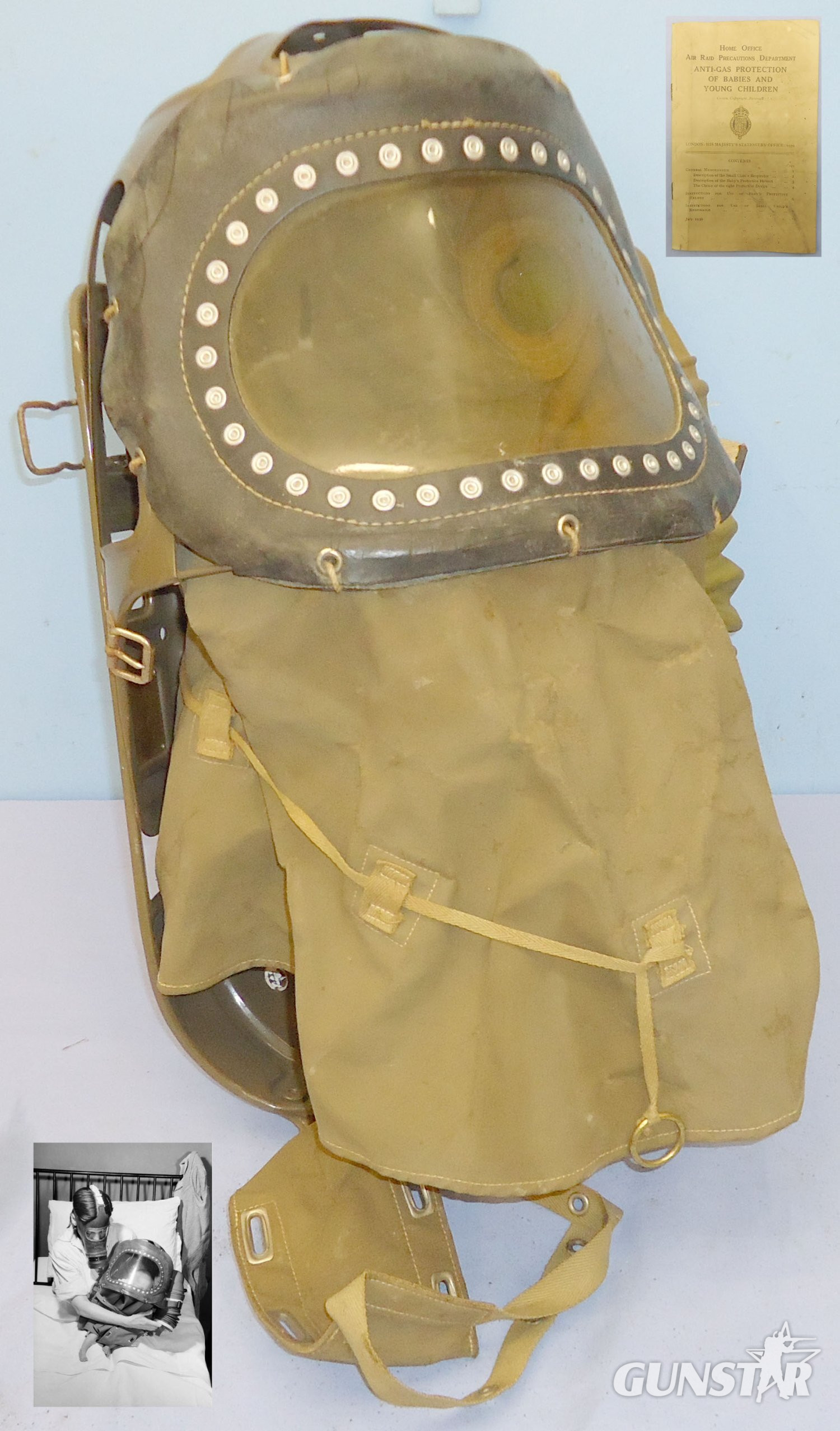 School Find* WWII Babies Gas Mask with Original Home Office instruction Pamphlet. 21444. School Find* WWII Babies Gas Mask with Original Home Office instruction Pamphlet. 21444. Antique & Militaria in 