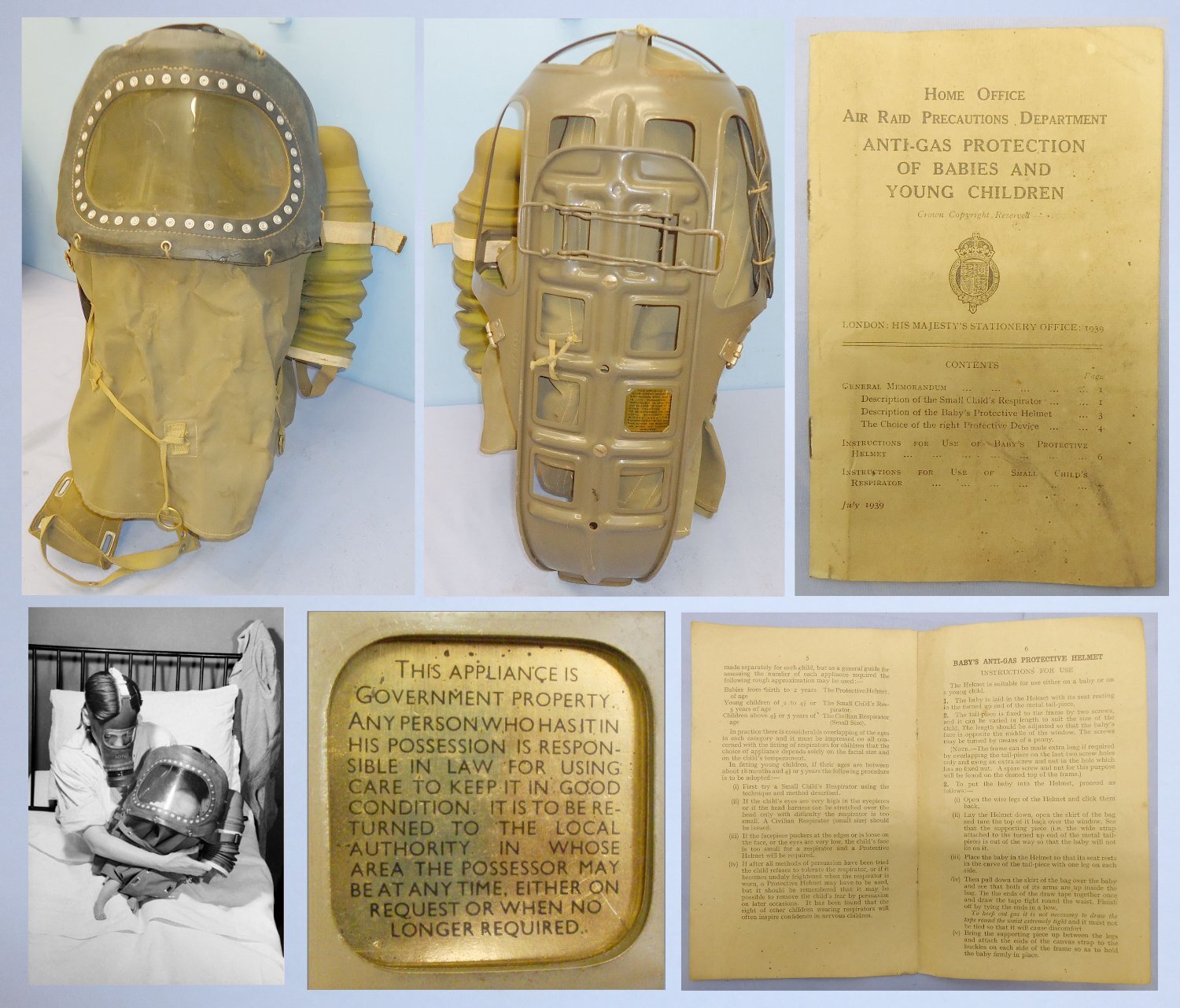 School Find* WWII Babies Gas Mask with Original Home Office instruction Pamphlet. 21444. School Find* WWII Babies Gas Mask with Original Home Office instruction Pamphlet. 21444. Antique & Militaria