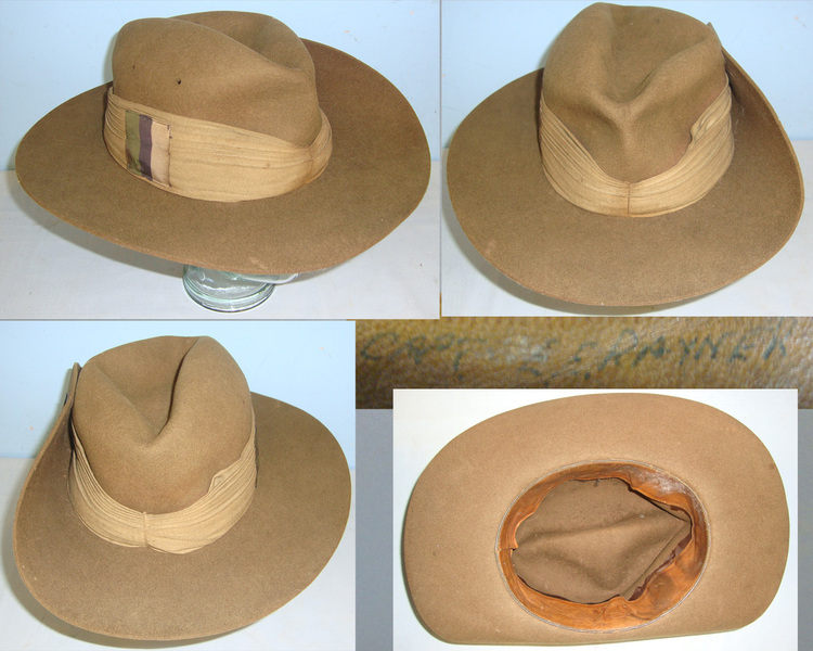  WW2 1942 British Officer’s WD Tropical Slouch Hat By Moores London With Divisional/ Formation Patches, Pagri Headband & Provenance To Captain Edwin Eastwood Rayner Signals Officer 36th Division Army Of Burma Antique & Militaria