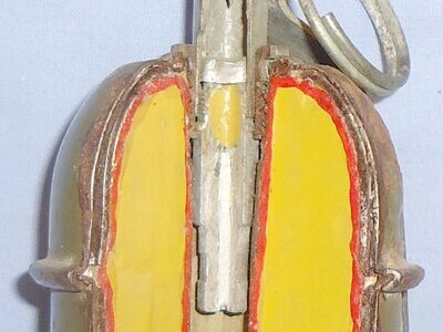 INERT DEACTIVATED*. Russian RGD-5 (Ruchnaya Granata Distantsionnaya, ¾ Sectioned (Hand Grenade). O 1566. INERT DEACTIVATED*. Russian RGD-5 (Ruchnaya Granata Distantsionnaya, ¾ Sectioned (Hand Grenade). O 1566.   Other Ammunition