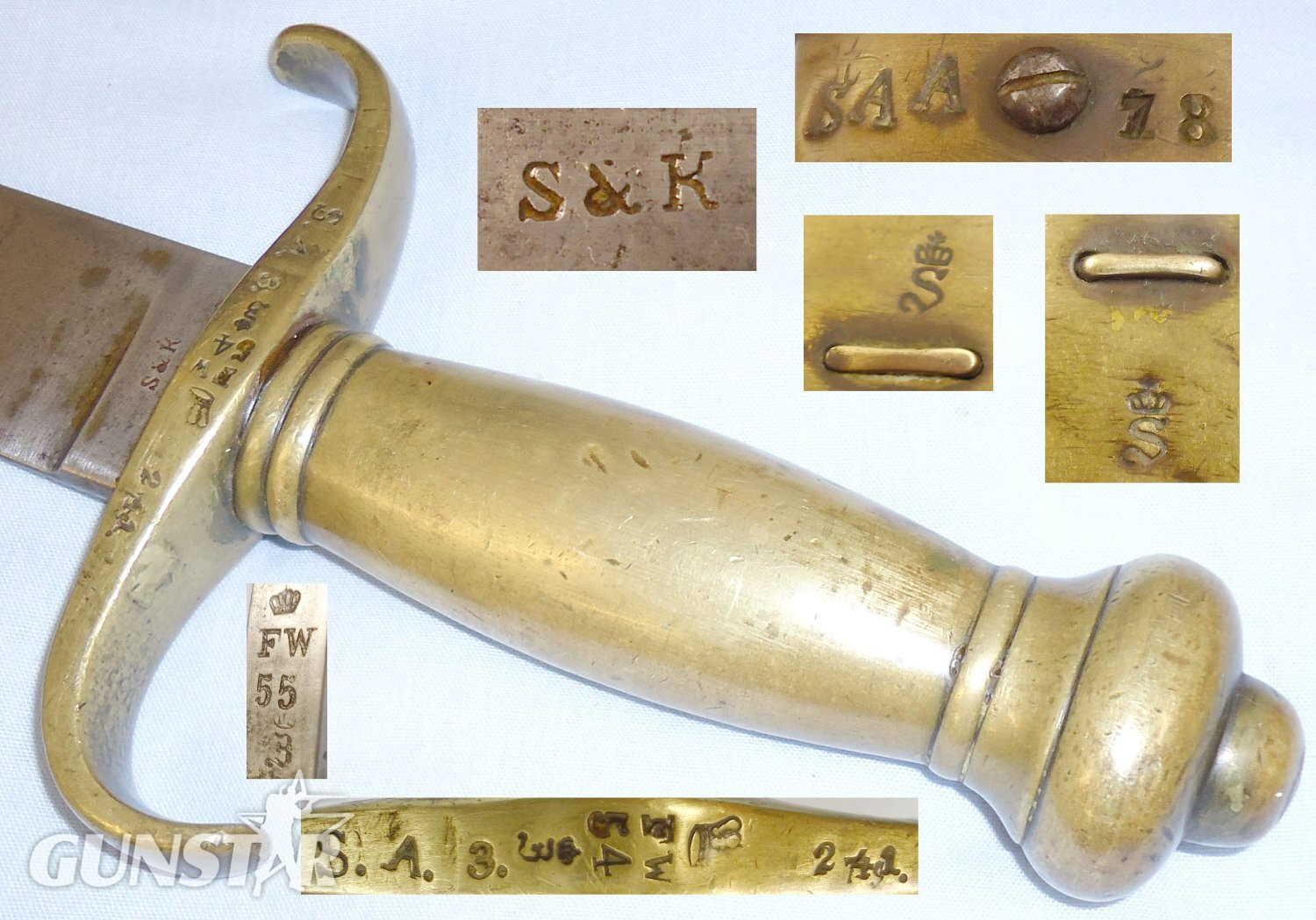 Dated 1855 Regiment Marked Prussian M1852 Infantry Sidearm ‘Faschinenmesser’ Short Sword and Scabbard by Maker Schitzler & Kirschbaum. 21384. Sword