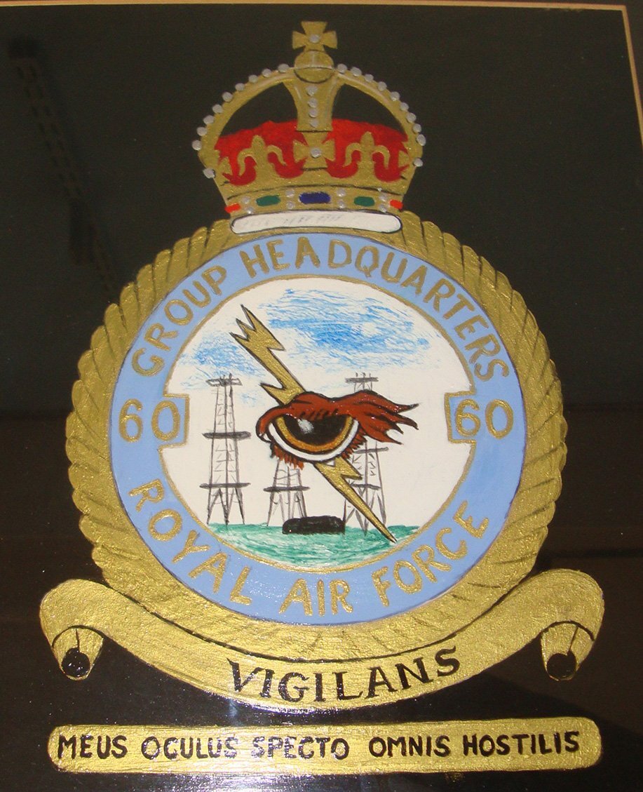 Framed Hand Painted WW2 Era British RAF No. 60 Group Headquarters King’s Crown Badge. Sn 22593  Antique & Militaria