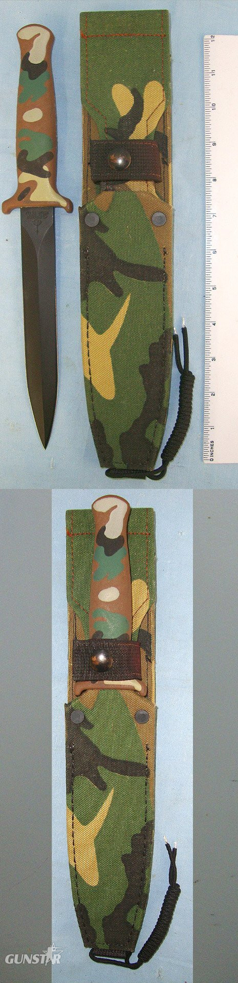 VIETNAM WAR CONNECTIONS**RARE *& DESIRABLE**MINT BLADE**1980’s Variant Gerber Guardian MK II U.S. Military Tactical Combat Fighting Knife With Camouflage Hilt & Scabbard. Sn 23412 Knive in 