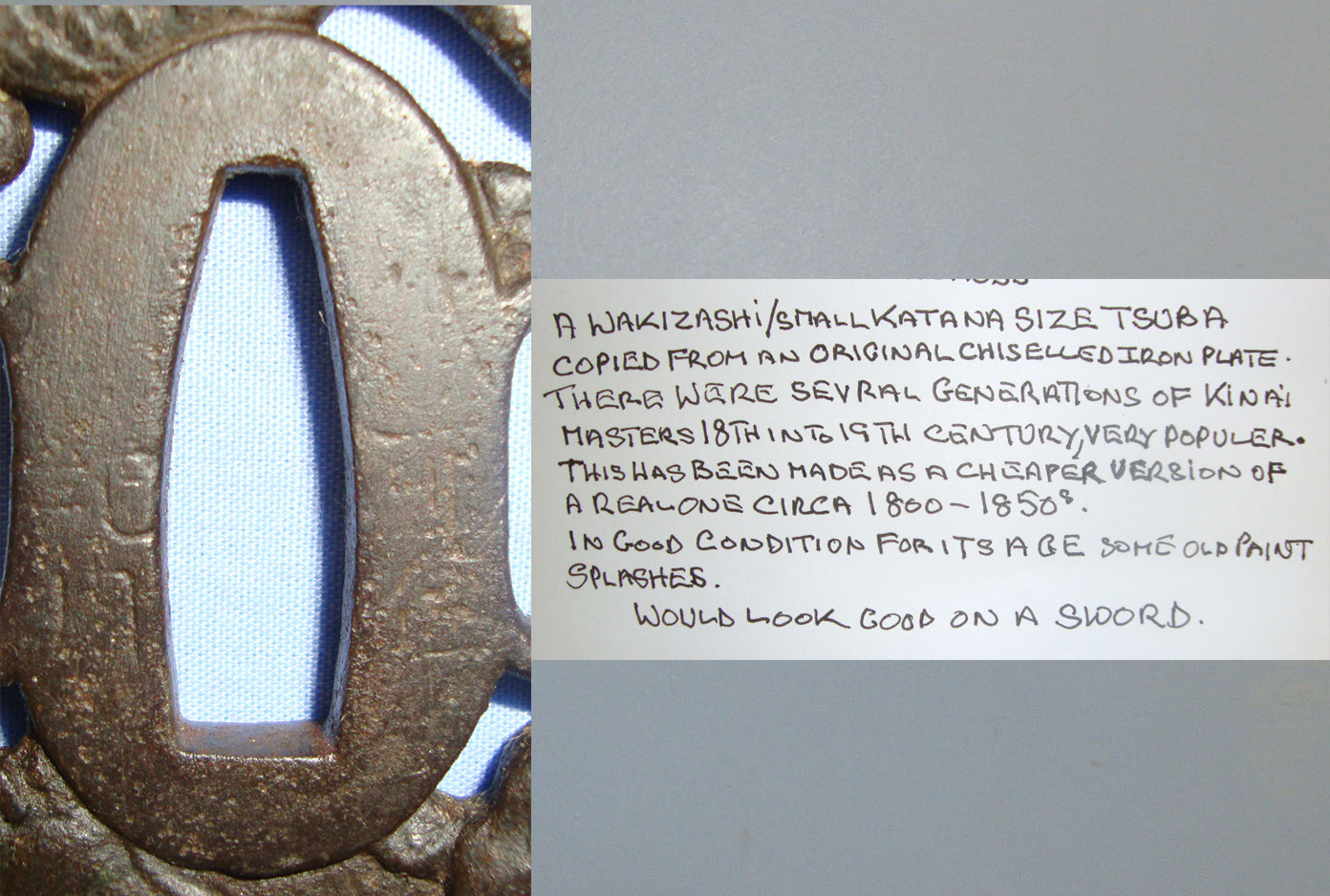 EXPERT ASSESSED**Japanese C1800-1850 Echizen Kinai Masters Style Wakizashi / Small Katana Sword Pierced Iron Tsuba. Sn 21038 Sword