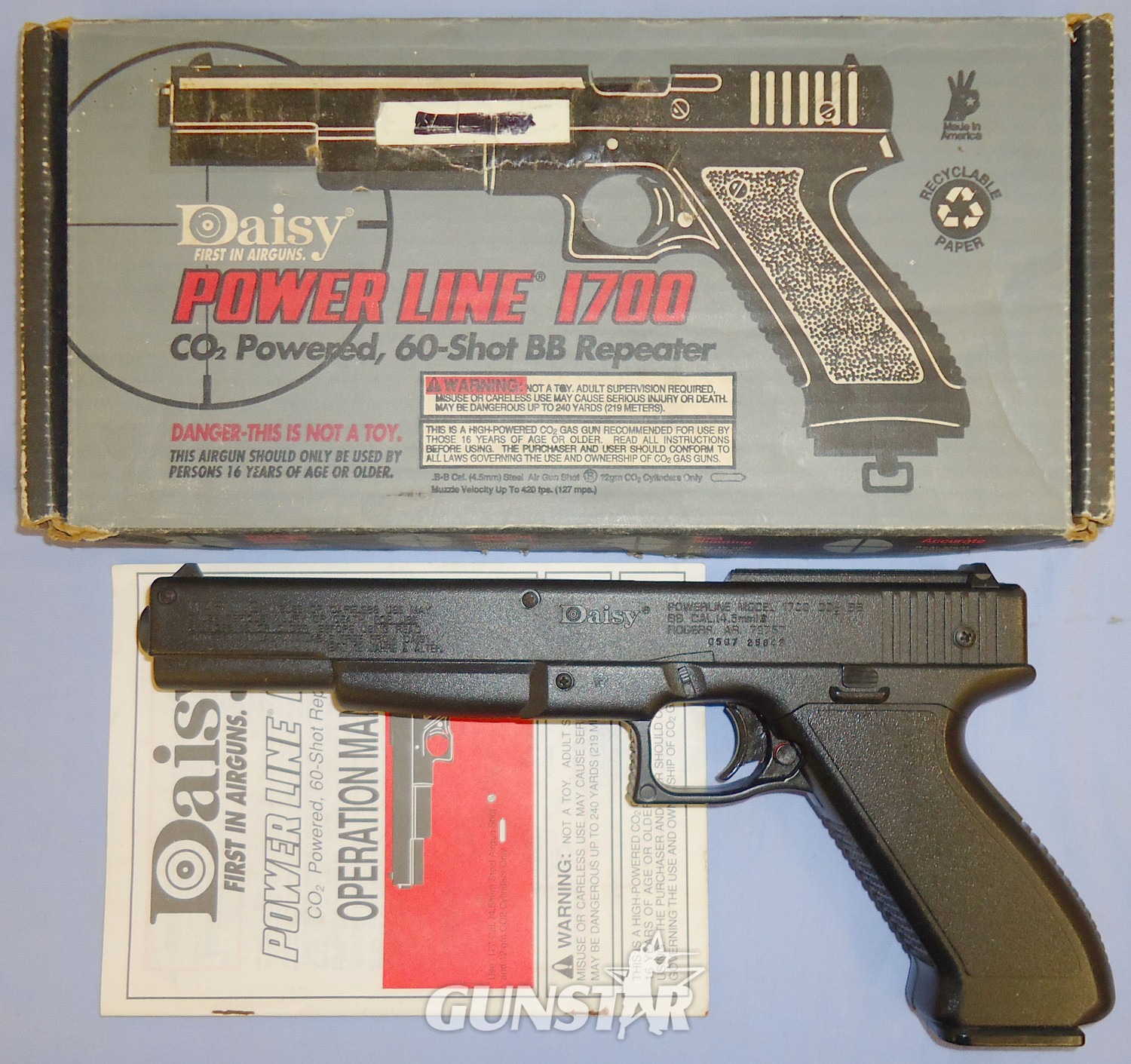 Daisy 1990’s Mint/Boxed* Daisy Power Line 1700 C02 60 Shot BB Repeater. AI 747. .177 in 