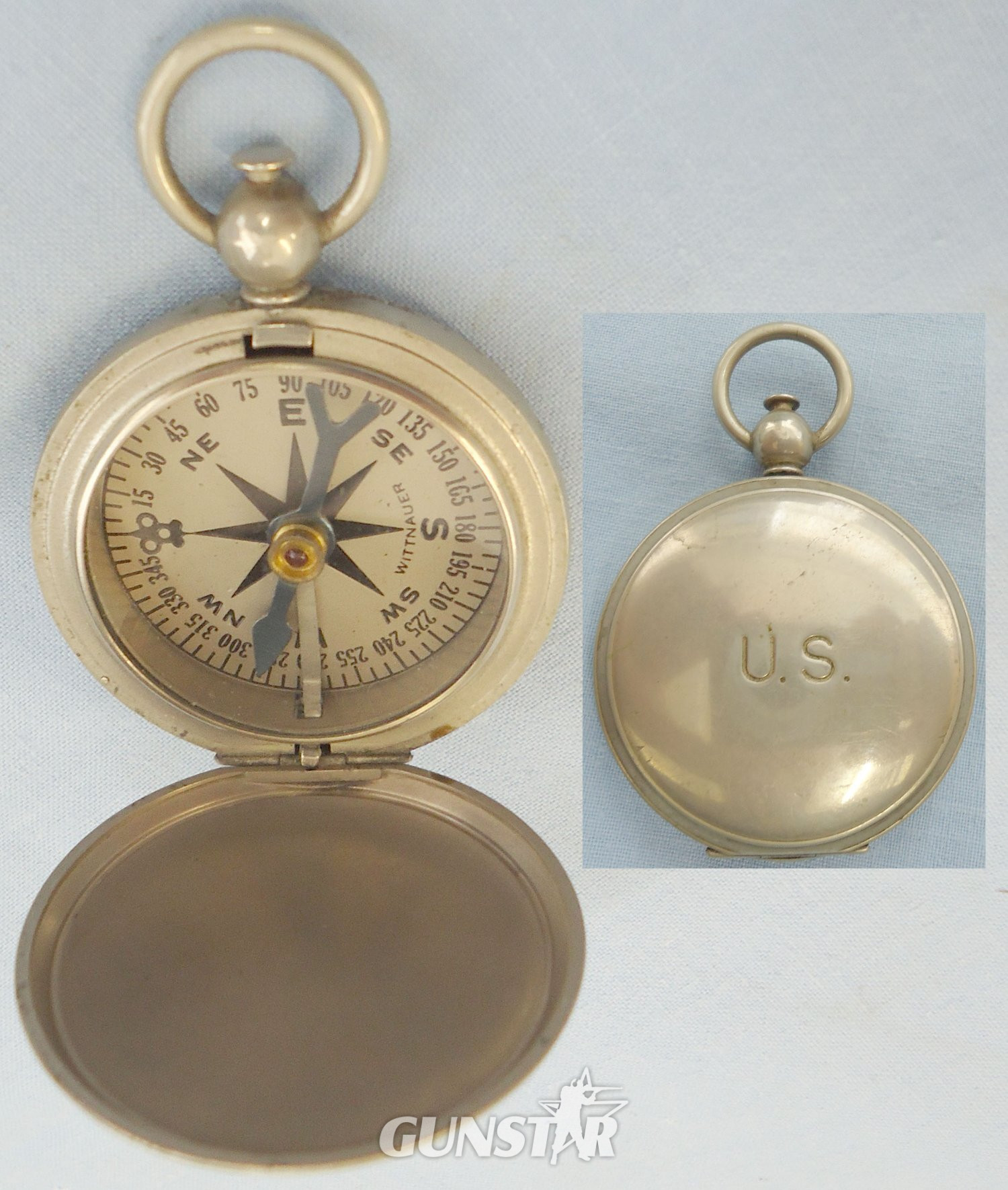 WWII American Officers Pocket Watch Compass by Manufacturer ‘Wittnauer’. 21786. WWII American Officers Pocket Watch Compass by Manufacturer ‘Wittnauer’. 21786.  Antique & Militaria in 