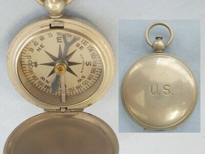 WWII American Officers Pocket Watch Compass by Manufacturer ‘Wittnauer’. 21786. WWII American Officers Pocket Watch Compass by Manufacturer ‘Wittnauer’. 21786.  Antique & Militaria