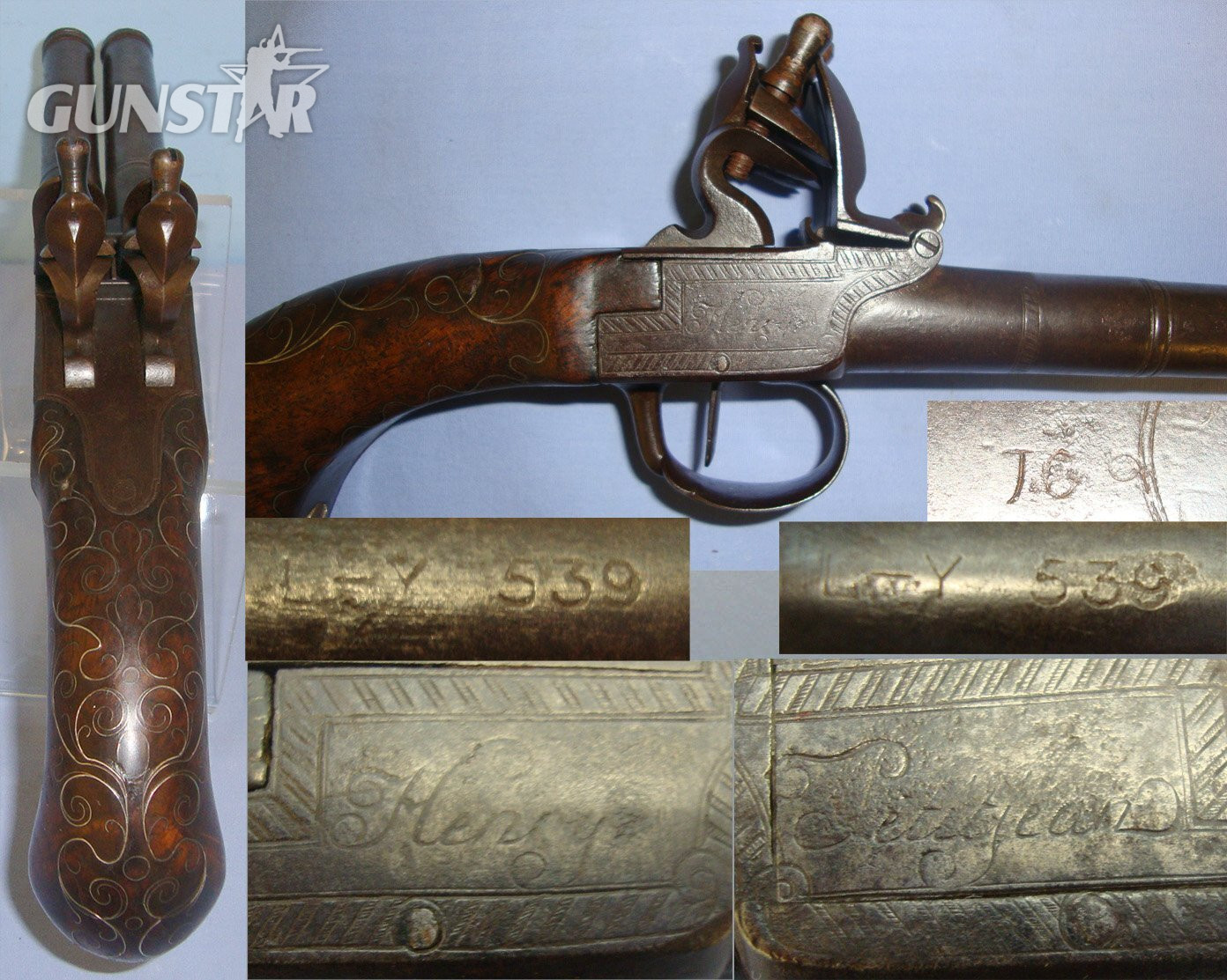 Henry Petitjean With Inlaid Silver Wire Decoration Stock & Londonderry ‘LY’ Irish Registration Marks. Sn 21393:41 .500 S&W Muzzleloader in 